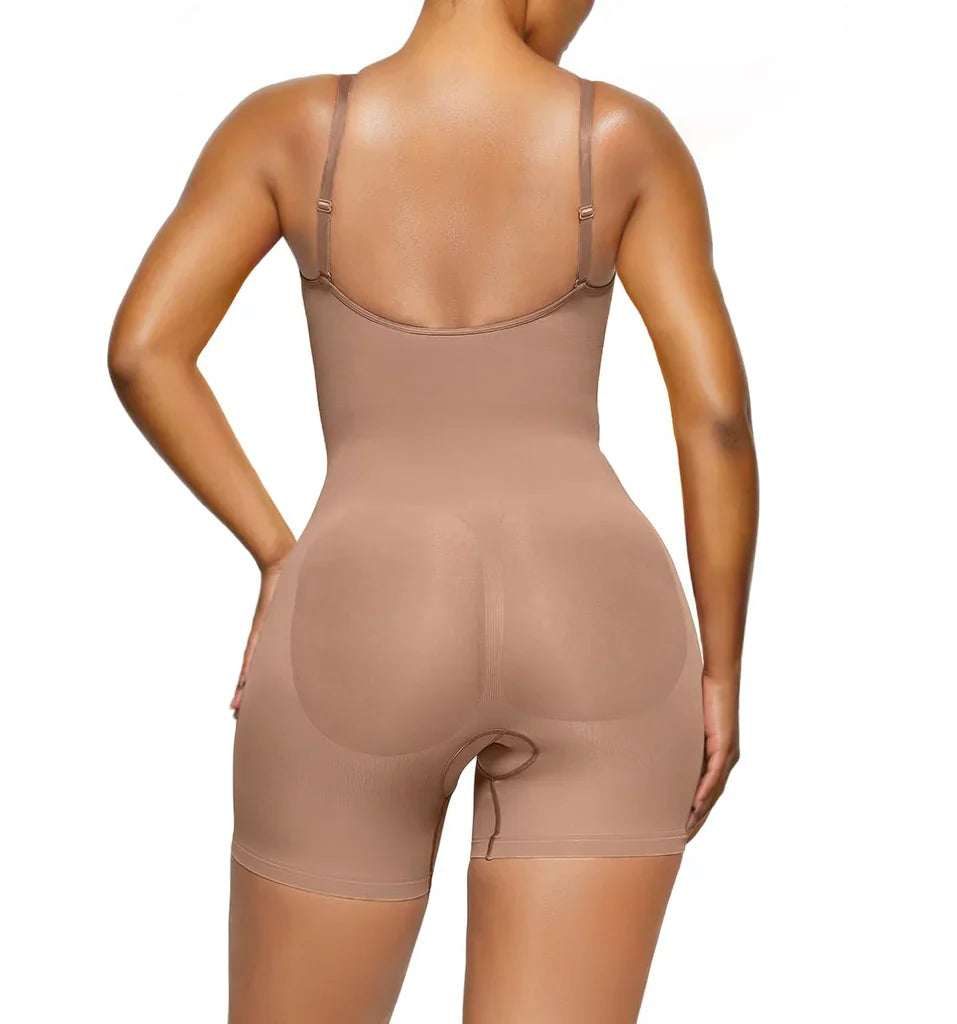 YIANNA Bodysuit for Women Tummy Control Shapewear Open Bust Mid-Thigh Body Shaper