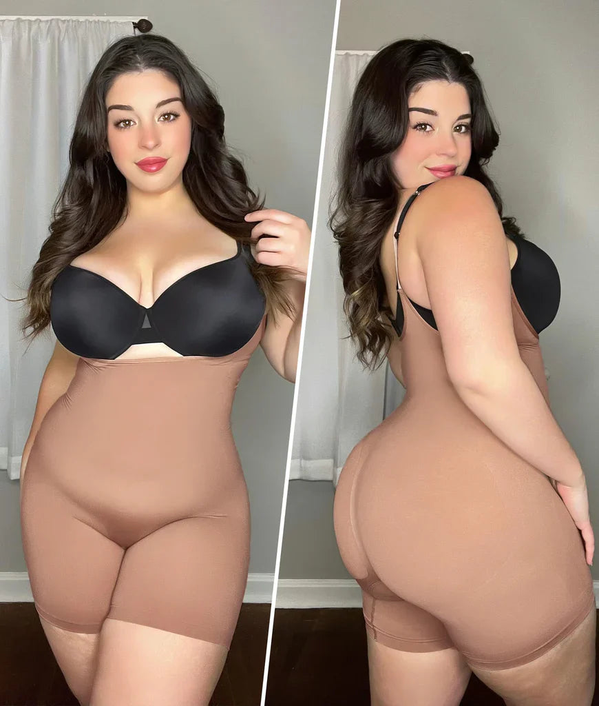 YIANNA Bodysuit for Women Tummy Control Shapewear Open Bust Mid-Thigh Body Shaper